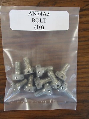 AERONAUTICAL STANDARDS AN74A3 Hex Head Machine Bolt 1/4-20 x 7/16" Steel Alt. MS20074-04-03 - Lot of 10