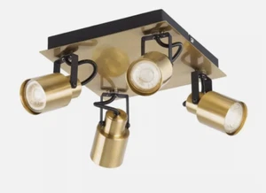 Gold & Black 4 Spotlight Lamp Bar Ceiling Verve Design Lucy - New in Box - Picture 1 of 1