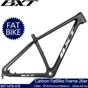 26er Full Carbon Fat Bike Frame T1000 Carbon Snow Bike Frameset 16/18inch BSA - Picture 1 of 17
