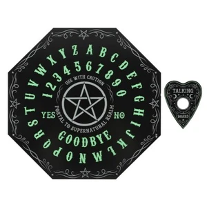 Glow in the Dark Achteck Spirit Board, Ouija Planchette Gothic Pentagramm - Bild 1 von 3