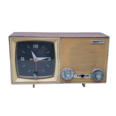 Radio alarma FM AM marca Electro vintage imitación madera y oro modelo #4471 ¡Funciona! Foto 1 de 4