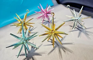 Vintage Sputnik Atomic Starburst Christmas Ornament 4" Lot of 5 Multicolor - Picture 1 of 7