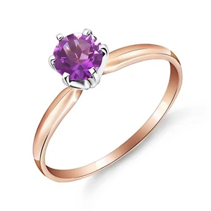 14K. SOLID GOLD SOLITAIRE RING WITH NATURAL AMETHYST - Picture 1 of 9
