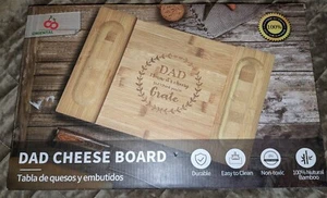 Dad Bamboo Cheese Board -  Daughter Son Kids Best  Father's Day  GREAT GIFT - Picture 1 of 3