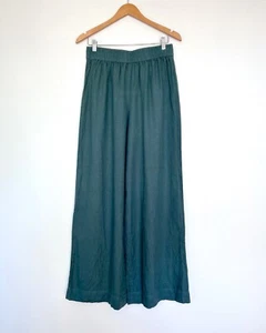 Assembly Label Nilsa Linen Pants Size 10 Lagoon Green Relaxed Wide Leg - Picture 1 of 7
