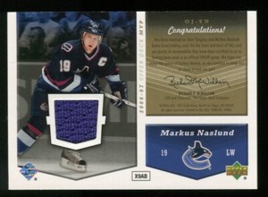 2006/07 UD MVP One on One DUAL JERSEY GUJ #OJ-TN Alex Tanguay & Marcus Naslund