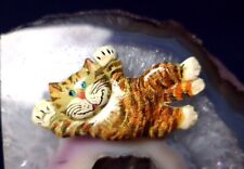 Happy Cat Brooch Pin Ceramic Artisisian 1989