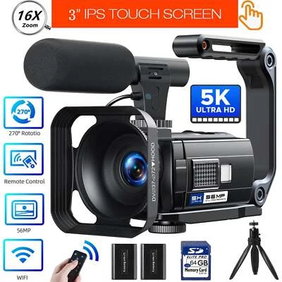 CAMPARK Videocamera 4K Camcorder 56MP con IR Visione Notturna, 16X Zoom Digitale 3.0 Pollici 270°