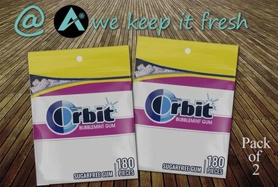 Orbit Bubblemint Sugar Free Chewing Gum, Value Pack - 180 Ct Bag Total of 2 PK - Image 1 of 2