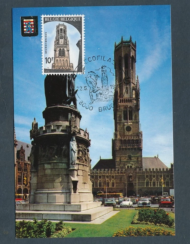 D446188 Belgium Maximum Card Brugge Belfort Statue Buildings Architecture - Image 1 of 1
