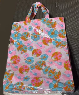 Borsa in vinile Hello Kitty Hibiscus A4 Sanrio retrò nuova - Immagine 1 di 4