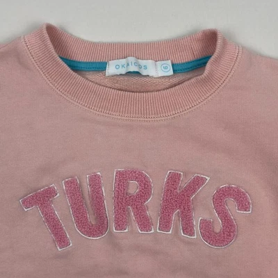Kids Pink Okaicos Sweatshirt TURKS Graphic Crewneck Long Sleeve Cotton Size 6 - Image 1 of 4