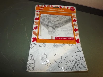 Colorea tu propia cubierta de mesa - Acción de Gracias - 59"x40" con juegos/rompecabezas - Sellado/NUEVO EN PAQUETE Foto 1 de 4