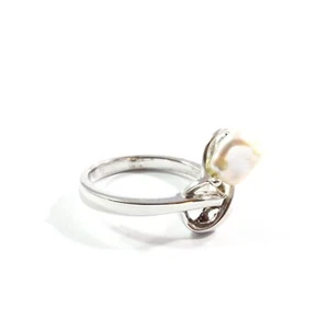 White Freshwater Cultured Pearl Ring with Sterling Silver 8.5-9.0mm - Imagen 1 de 4
