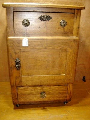 Antique ~ Salvage ~ Oak Night Stand Hat Box ~ Original Hardware   #2729 - Image 1 of 4