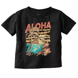 Retro Aloha Vintage Hawaiian Beach Vacation Toddler Boy Girl Youth T Shirt Tee - Picture 1 of 6