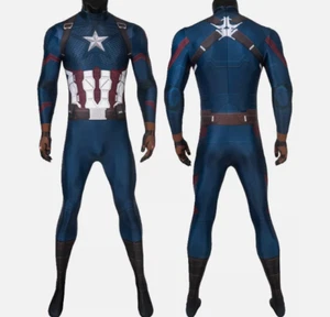 The Avengers Endgame Captain America Jumpsuit Cosplay Costume Zentai Halloween - Picture 1 of 11