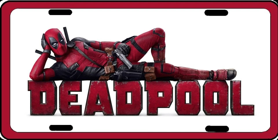 Letrero de matrícula de aluminio con licencia oficial con logotipo de foto de Deadpool Marvel NUEVO Foto 1 de 1