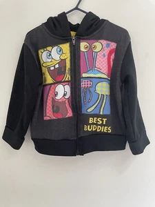 Nickelodeon SpongeBob SquarePants Kid Boy Girl Polyester Full Zip Hoodie Black 4 - Picture 1 of 5