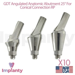 10x GDT Protesi Anatomica Angolata 25° Connessione Conica RP 2,65mm Sistema - Foto 1 di 3