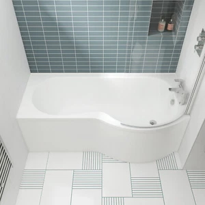 Nuie P-Shaped Shower Bath 1600mm x 700mm/850mm - Right Handed (inc Leg Set) - Picture 1 of 7