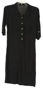 Banana Republic Women’s Dress Medium Black A Line 3/4 Sleeve Button Up  - Picture 1 of 10