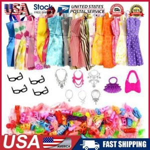 N# 32pcs Doll Fashion Set for Dressing up Shoes Bags Necklace Clothes Party Kid - Picture 1 of 7