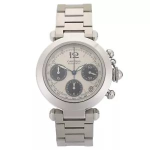 Cartier Pasha Chronograph 2412 Automatik weißes Zifferblatt 36mm Uhr mit Papieren - Bild 1 von 10