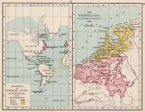 EUROPEAN EXPLORATION 15-16C.England Spain Portugal.Netherlands in 1603 1907 map - Picture 1 of 2