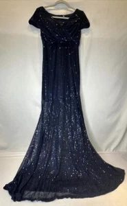 Vestido de Noche Fuertemente Lentejuelas Hasta el Suelo XL Cóctel Transparente Cruzado Maxi - Imagen 1 de 14