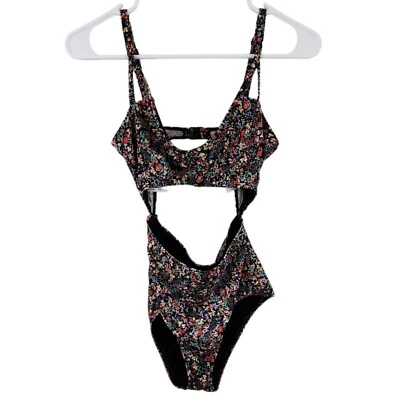 Out From Under Cutout One Piece Swimsuit Floral Design Sz M - Image 1 of 4