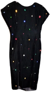 Vintage Jeweled Velvet Dress Chetta B Peter Noviello Sherrie Bloom Low Back Zip - Picture 1 of 11