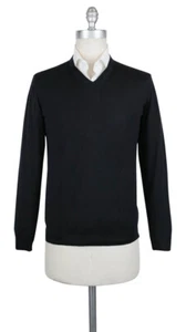 Kiton Black Cashmere Blend V-Neck Sweater - (782) - Picture 1 of 4