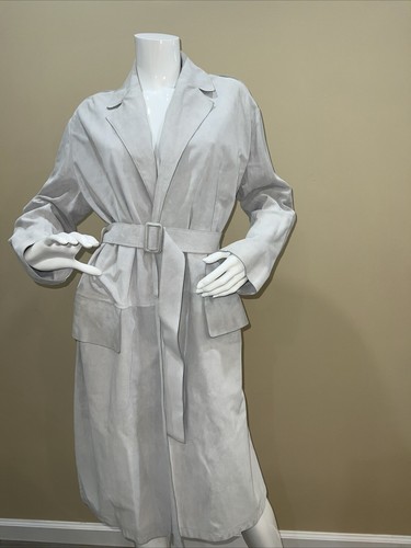 Trench Bottega Veneta con Cintura Tasche Pattino Pelle Scamosciato Taglia 40 Smoke CHIC