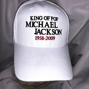 MICHAEL JACKSON King Of Pop Memorial 1958-2009 White Baseball Trucker Hat Cap