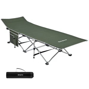 KingCamp Folding Portable Outdoor Camping Cot w/ Multi Layer Side Pocket, Green - Picture 1 of 10