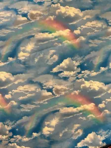 Elizabeth's Studio 100% Cotton Fabric Rainbow Clouds Sold BTY Free Shipping - Picture 1 of 2