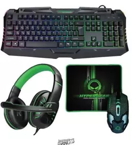 HyperGear 4-in-1 Gaming Kit Keyboard, Mouse, Headphones, Mouse Pad Durably Built - Picture 1 of 2