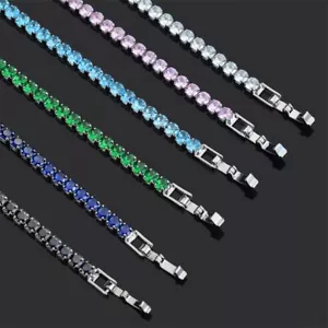 Men's Hop Bracelet Rhinestone Micro Tennis Hip Female Jewelry Metal Bracelet - Picture 1 of 26