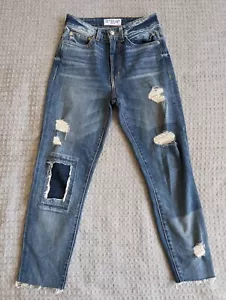 Jeans Derek Lam 10 Crosby donna 24 blu Tali vita alta skinny elasticizzato patchato - Foto 1 di 15