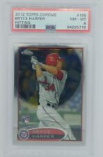 2012 Topps Chrome Hitting Bryce Harper Rookie RC #196, Nationals, Graded PSA 8