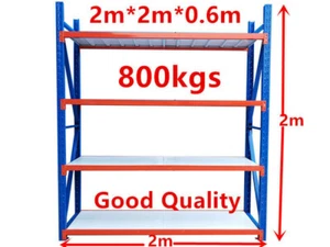 New 2Mx2Mx0.6M!!! Garage Warehouse Steel Storage Shelving Shelves Racking 800kgs - Picture 1 of 6