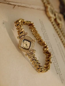 Vintage Gold Women’s Wrist Watch | French Style Dainty Luxury Elegant Timepiece - Picture 1 of 6