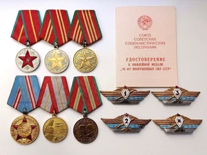 Soviet Set Veteran Medals of Armed Forces USSR For impeccable service Document - Picture 1 of 18