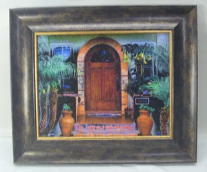Doorway Garden Framed Canvas Wall Art Print Poster Picture Bright Colors 19x16 - Picture 1 of 6