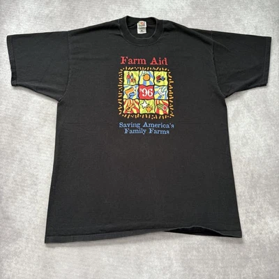 Camisa de colección Farm Aid para hombre XL 1996 banda de conciertos Willie Nelson Hootie Neil Young Foto 1 de 4