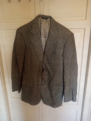 Ralph Lauren Polo University Tweed Blazer Mens 42 Gray Made In USA VTG - Image 1 of 4