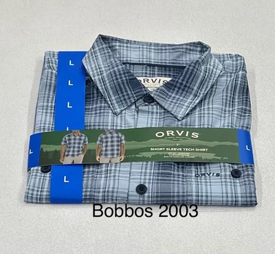 Orvis Men’s Short Sleeve Woven Tech Shirt, Blue, Size L - Image 1 of 4