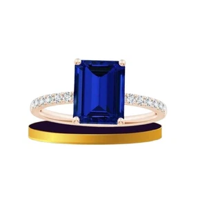 3.00 Ct Natural Sapphire Diamond Engagement Ring 14K Solid Rose Gold - Picture 1 of 11