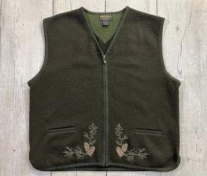 Woolrich Full Zip Wool Vest Embroidered Pine Cones Women’s Size XL - Picture 1 of 9